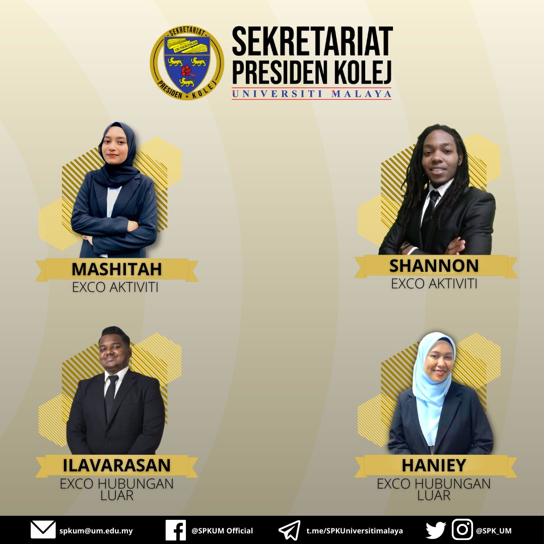 spk_um's tweet photo. [BARISAN SEKRETERIAT PRESIDEN KOLEJ (SPK) UNIVERSITI MALAYA SESI 2021/2022] https://t.co/PAl1DgOBox