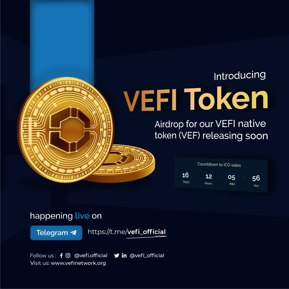 vefdefi's tweet photo. VEFI token airdrop and ICO sales releasing soon!!! How ready are you? You can join our community with the link below
https://t.co/sLgw6Fadj7 https://t.co/BzUGDIBFpc