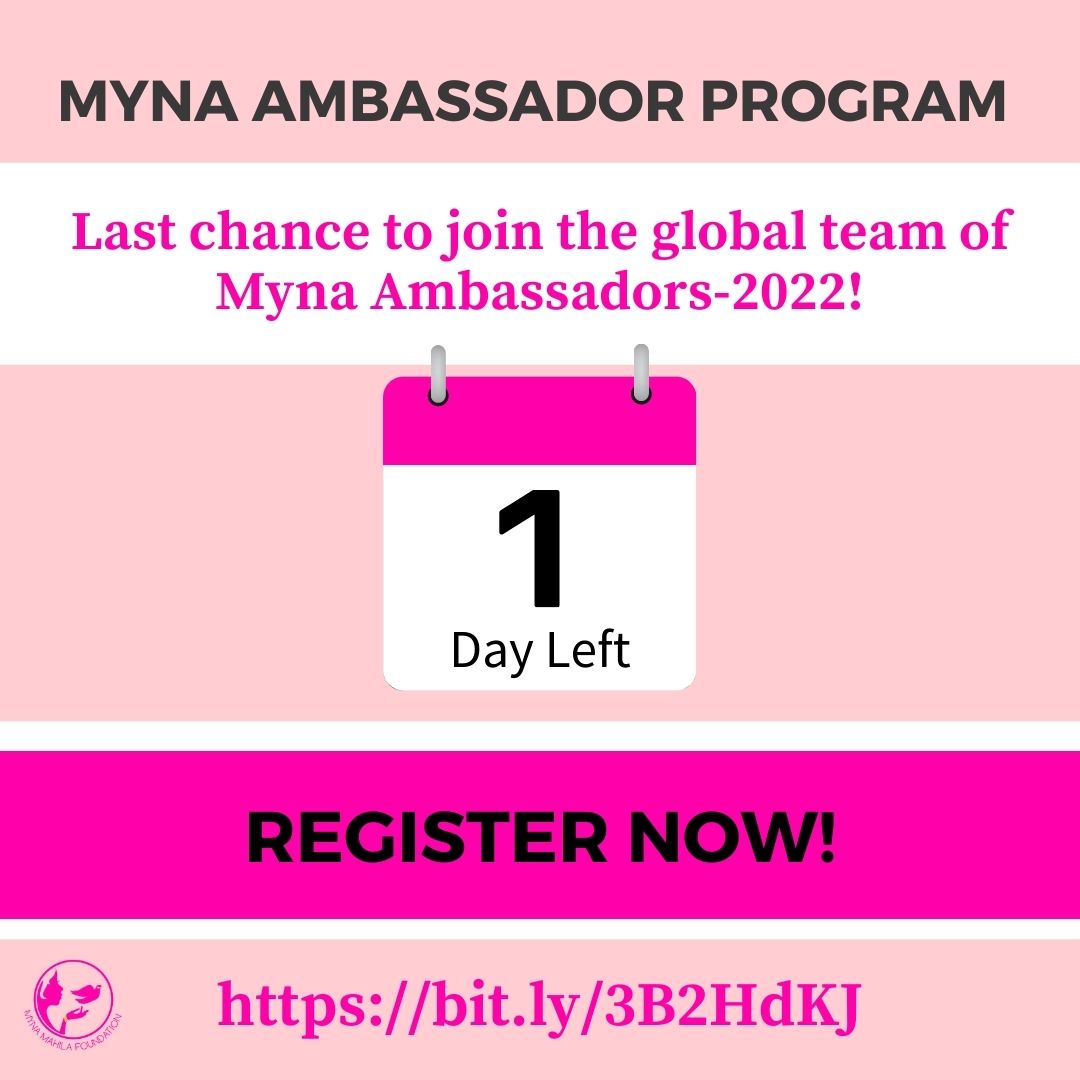 MynaMahila's tweet image. Your last chance to register! Come join the exclusive batch of Myna Ambassadors from across the globe.

To register fill application form: bit.ly/3B2HdKJ

You can also write to us at work@mynafoundation.com

#campusambassador #campusambassadorprogram #leadershipprogram