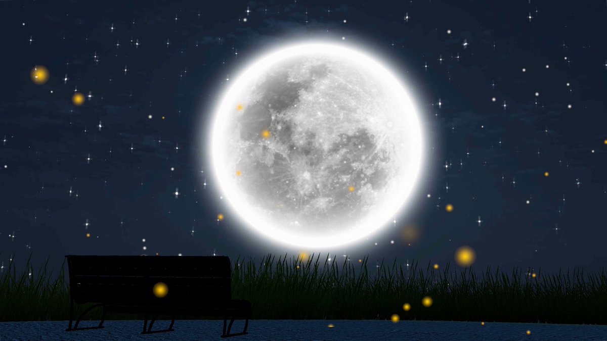 MyLifeAsSky5's tweet photo. #vrchat #reflectonlife #moon #bench #fireflies #nightsky https://t.co/M69nIvnXQF