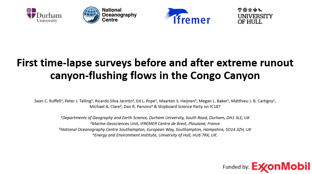 ruffell_sean's tweet photo. How much sediment was eroded from the Congo Canyon due to the longest runout sediment flows ever monitored? Find out at my #BSRG21 talk today at 14:15! (Spoiler Alert: It's a lot!) https://t.co/ZOoOxDmTE1
