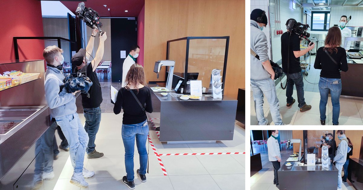 visioncheckout's tweet photo. Wir kommen wieder ins #Fernsehen!
Letzte Woche hatten wir einen spannenden Drehtag für die MDR Sendung "Einfach genial". In der Mensa des @studiwerk_ffm, waren wir dabei, als das #Kamerateam den #visioncheckout in Aktion aufgenommen hat. 
Wir sind schon gespannt auf das Ergebnis! https://t.co/EVW6556dsO