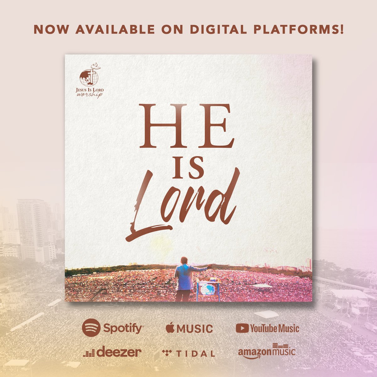 JILWorship's tweet photo. Good news alert! 

Our version of He is Lord is now up on Spotify, Apple Music, YouTube Music, and other digital platforms! Together let us lift Jesus' name higher! https://t.co/k0y7X38rns