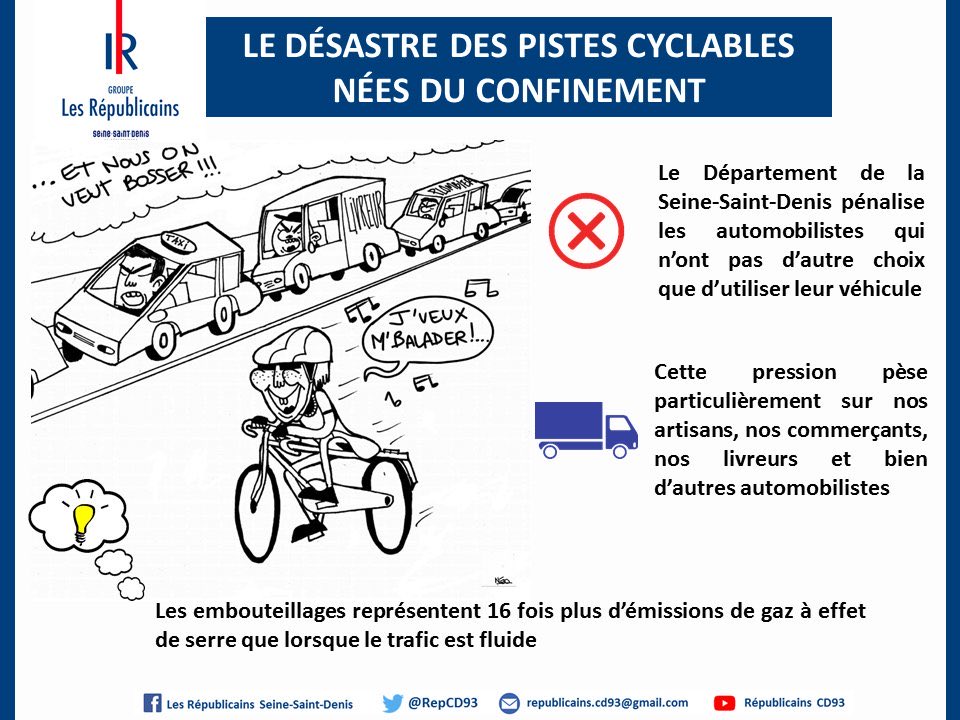 La pire caricature en 2021:

Les Républicains affichent le vélo comme la cause des bouchons, et le cycliste comme un touriste.

C’est l’inverse: les pistes font passer plus de monde et libèrent la route des trajets automobiles inutiles qui bloquent les trajets nécessaires.