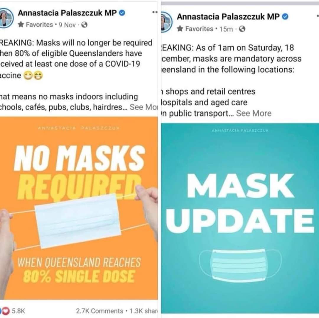 joelsalmon01's tweet photo. @AnnastaciaMP Remember when you said when we reached 80% double vax, we didn't have to anymore?!
.
.
I thought we got our freedom back for getn the jab...
. https://t.co/hLrTApLFon