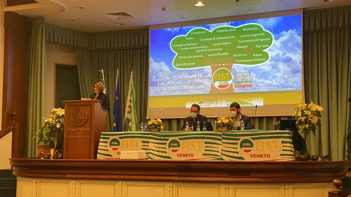 FistCisl's tweet photo. 🟢🟡 Al via i  Congressi regionali in casa @FistCisl. “Insieme per rappresentare il lavoro e i nuovi mestieri del futuro” è il leitmotiv del II  Congresso della Fist Cisl #Veneto con circa 100 delegati #FisascatCisl e #FelsaCisl. Cari Auguri di Buon Lavoro! 🌈 https://t.co/u1mkRJDm7j