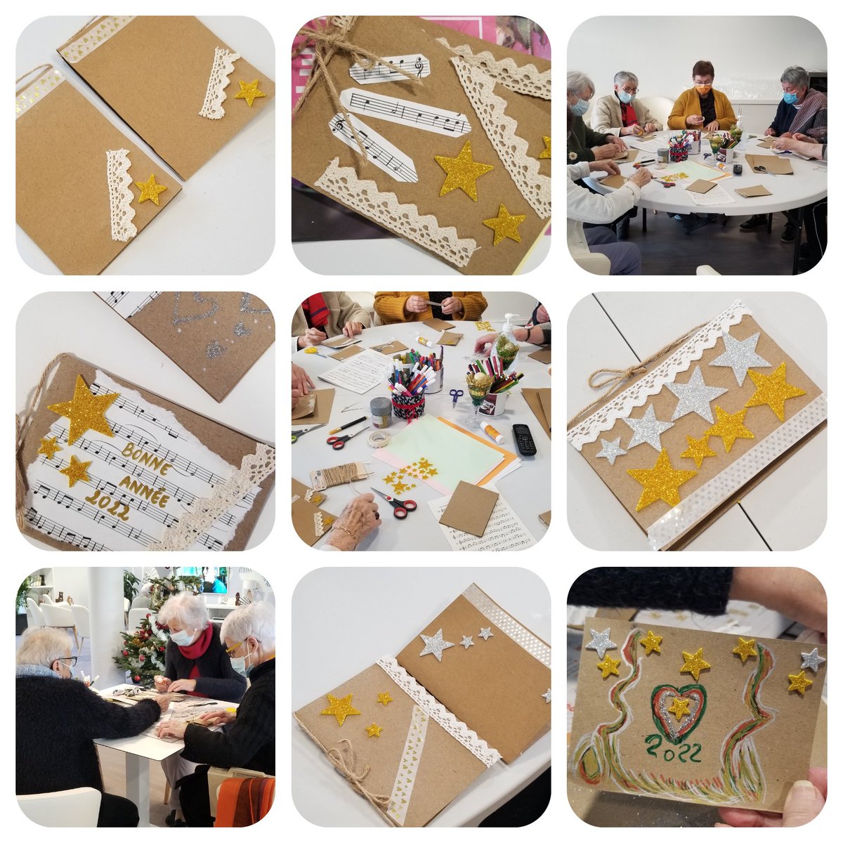Ce weekend, Roxanne a animé un atelier cartes de voeux qui a beaucoup plu à nos résidents. Toujours dans l'esprit de Noël, il faut profiter des bonnes choses pour égayer cette période ! 🧑‍🎄🎁🎀

#SENSTAVE #cartesvoeux #bienvieillir #senioriales #noel2021 #Celebrations