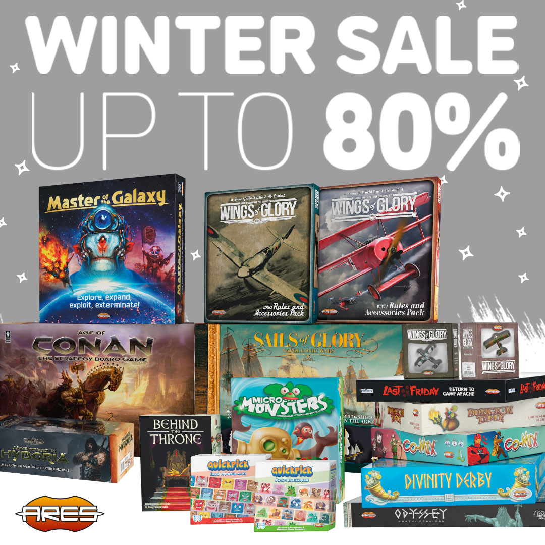 AresGamesSrl's tweet photo. Winter is coming, and new deals on https://t.co/Yj4r9rBlyS website arrived, too! Order our new releases #LastOneAlive or #DiabolikHeistsandInvestigations, or find new deals of our #boardgames and #miniatures, with discounts up to 80%.
#aresgames #winterdeals #aresgames10years https://t.co/mu74fKPl1x