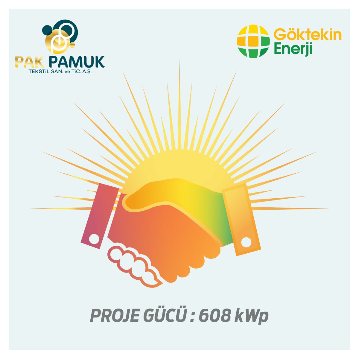 goktekinenerji's tweet photo. Uşak’ta yer alan Pak Pamuk ile 608 kW gücünde çatı GES projesi için el sıkıştık. Yatırımcımıza bizi seçtiği için teşekkür ederiz. #GöktekinEnerji #PakPamuk #HTSAAE #ABB #güneşbizeyeter https://t.co/m9Rizu6DJ4