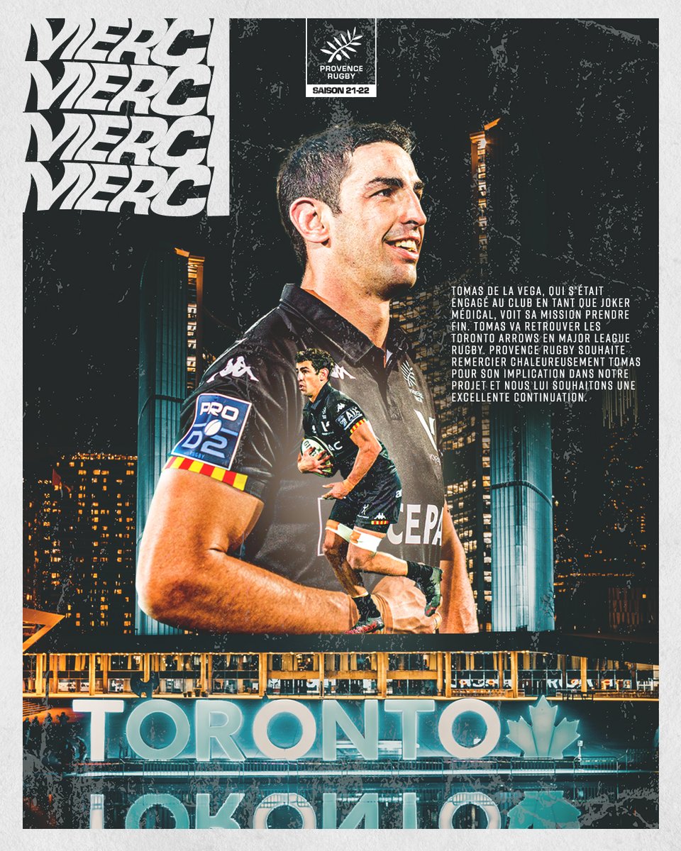 🔴 Mission terminée pour 𝗧𝗼𝗺𝗮𝘀 𝗱𝗲 𝗹𝗮 𝗩𝗲𝗴𝗮

Une mission menée avec bcp d'investissement et de professionnalisme. L'ensemble du club souhaite remercier très chaleureusement Tomas pour son engagement et sa loyauté.

Bonne continuation aux <a href="/torontoarrows/">Toronto Arrows RC</a> !

#ProD2