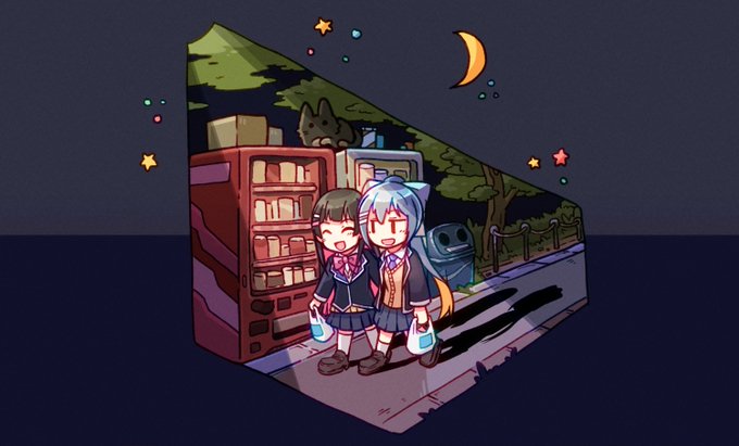 「2girls vending machine」 illustration images(Latest)