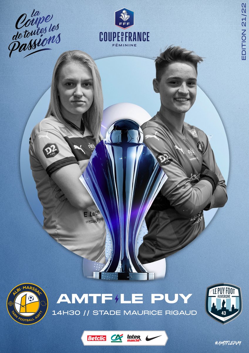 amtf_asptt's tweet photo. JOUR DE MATCH !! 💙💛
💥 16es de finale
🏆 Coupe de France Féminine
⏰ 14h30
🏟 stade Maurice Rigaud
📍 Albi
🆚 @lepuyfoot
#AMTFLEPUY
#AMTF #PlusFortsEnsemble #CDFF https://t.co/a5L2dgGKOf