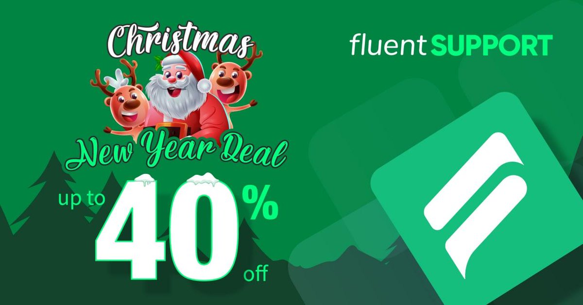 WPSocialNinja's tweet image. Make your #Christmas better with the super sale❗️🎅

Grab the #FluentSupport plugin at up to 40% #discount on this festive season!🎄🎁🌲

Hurry Up; Time is running out❗️🛒🏃‍♂️👇
🔗fluentsupport.com/discount-deal/

#WordPress 
#NewYear 
#plugindeals
#Christmas2021