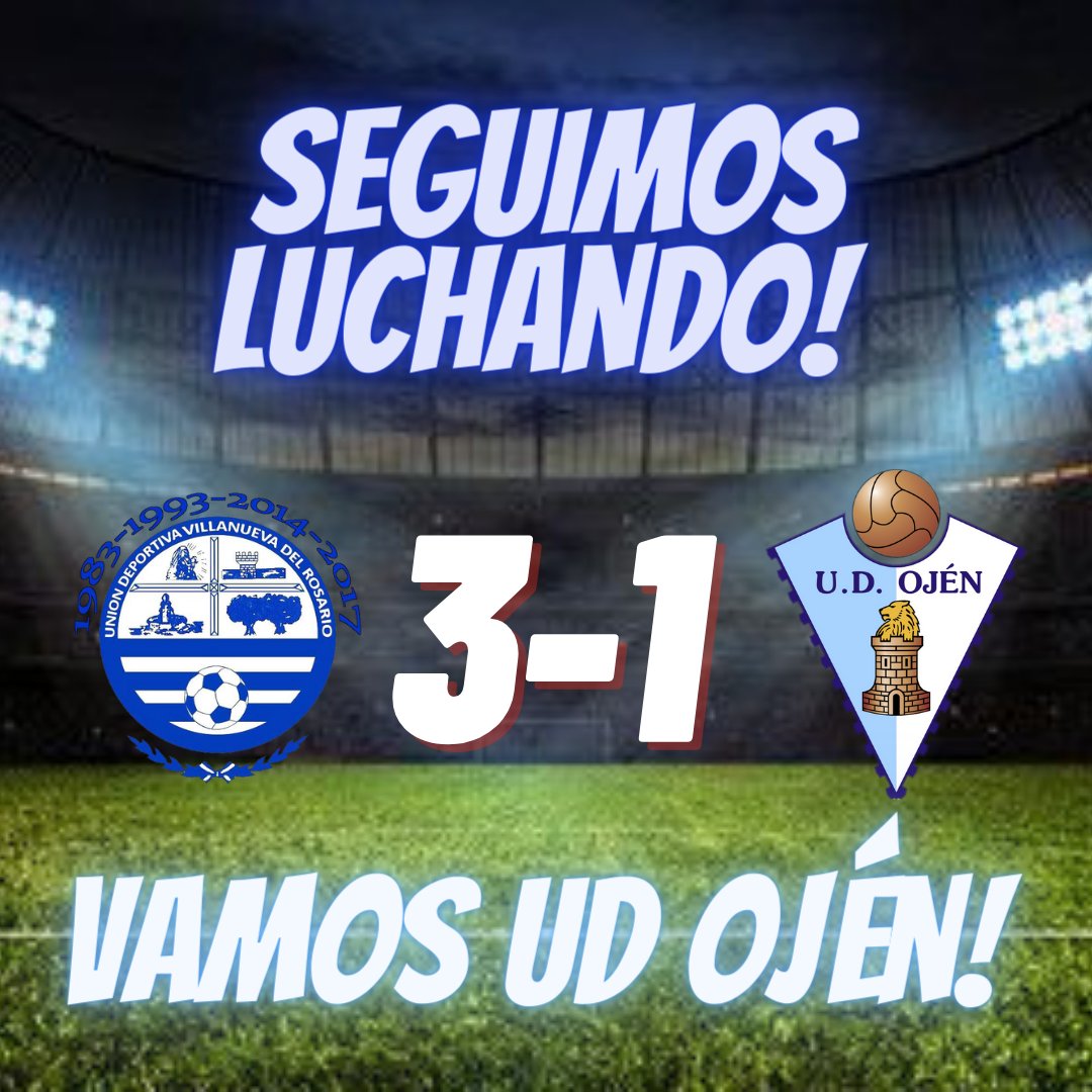 UDOjen's tweet photo. 15° partido de Temporada!!

Derrota 3-1 ante UD Villanueva Rosario
con gol de Manu Romano.

Seguimos luchando!

#VamosOjén
#UDOjén https://t.co/J47LEdLgQy