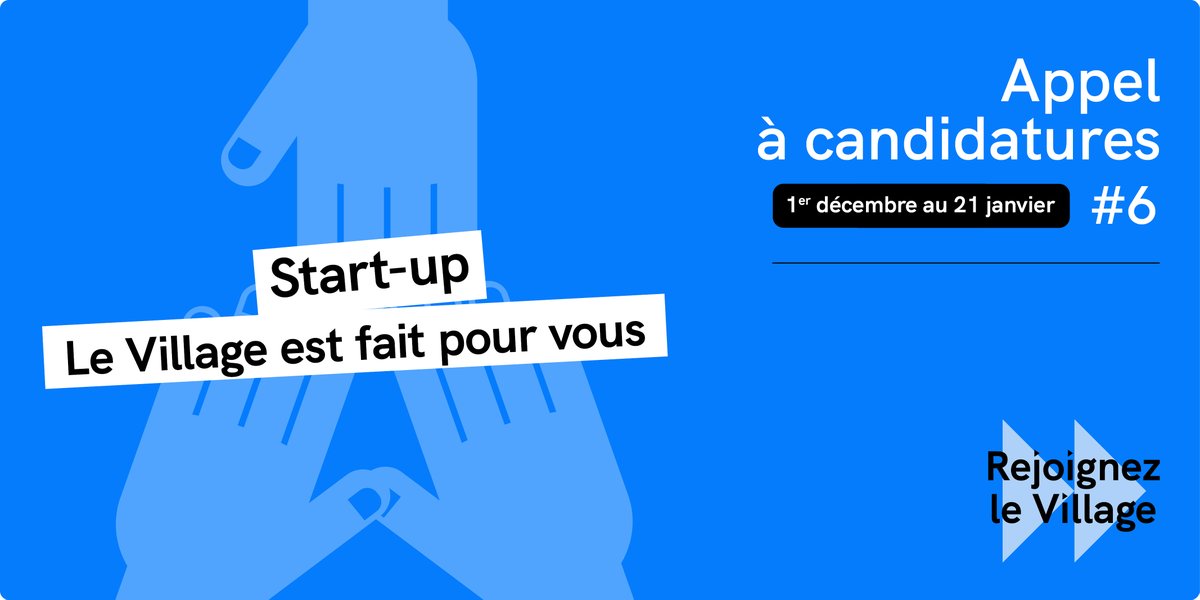 Start-up le Village est fait pour vous 🖐
Nous recrutons notre promotion#6 de start-up 🚀
Candidatures du 1er décembre au 21 janvier 2022 🔥
👉 bit.ly/3octtsI

#startup #candidature #accélérateur #accélération #accompagnement #entrepreunariat #innovations