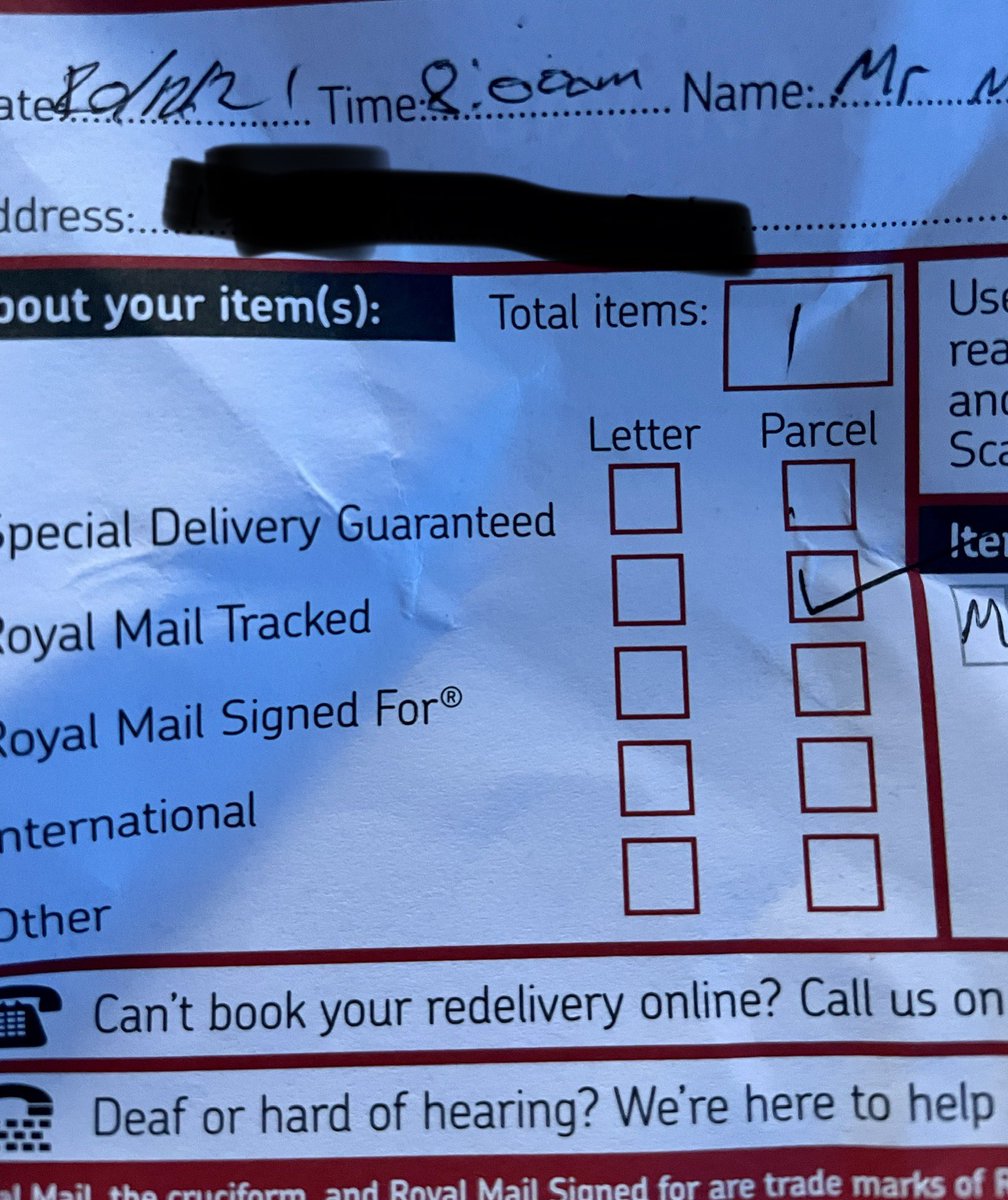 SommerMusic's tweet photo. @RoyalMailHelp @RoyalMail   I fully appreciate the work you do, especially at Christmas. However, I was told my parcel would arrive between 9.32 and 1.32. Very precise. I organise my day to be at home at those times. I go out early and you deliver at 8.01 when no one is home. 🙄 https://t.co/evzy40g8ex