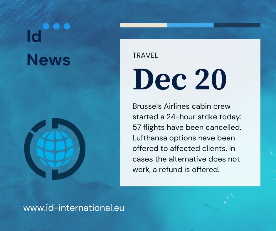 IDintlEU's tweet photo. #BrusselsAirlines cabin crew started a 24-hour strike today: 57 flights have been cancelled. #Lufthansa options have been offered to affected clients. In cases the alternative does not work, a #refund is offered. 

#BizTravel #Events #Brussels #Bruxelles #EU https://t.co/jPfrcD2EIZ