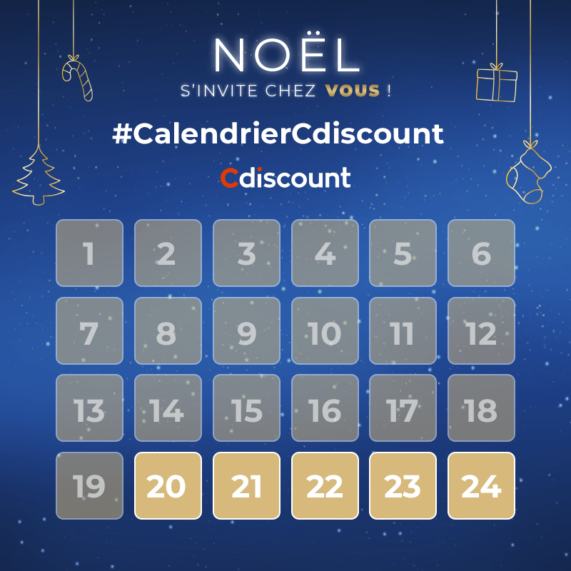 Cdiscount's tweet photo. ���� #Concours - Calendrier de l'Avent

🎄 Tente de remporter le cadeau qui se cache derrière la case n°20 !

Pour tenter ta chance : 
🔸 RT + Follow
🔹 Tweet avec la case du jour + #CalendrierCdiscount

⏰ TAS 21/12 https://t.co/iBzNIH4dpI