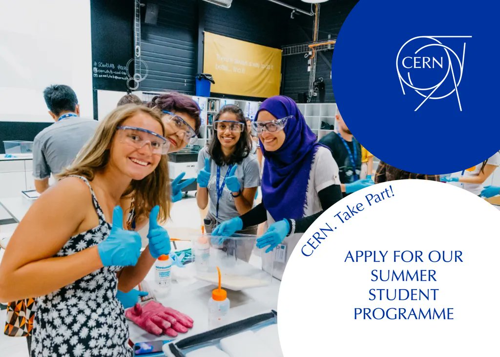 #CERN has recently launched the Summer Student Programme, a unique opportunity for students from all around the world! 
Read the full job description and apply on: cern.ch/go/7Z8r 
CERN. Take Part!