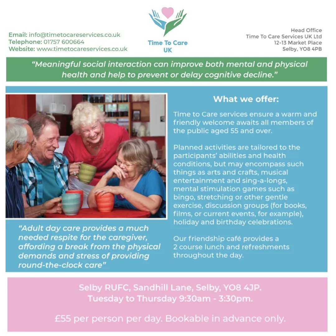 Check out the latest post by Time to Care UK: Professional care in Café environments. ☕️🧩

💡Find out more by visiting buff.ly/32b49Ls 

📩☎️Or Contact the team on 01757 600664, info@timetocareservices.co.uk
