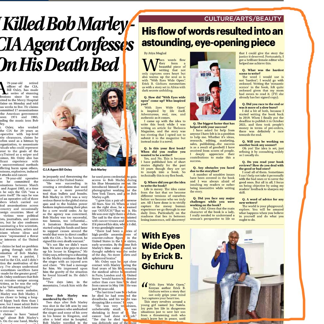 ericBgichuru's tweet photo. I'm excited because I got featured in the papers today courtesy my book #WithEyesWideOpen https://t.co/hgoweqWmVb