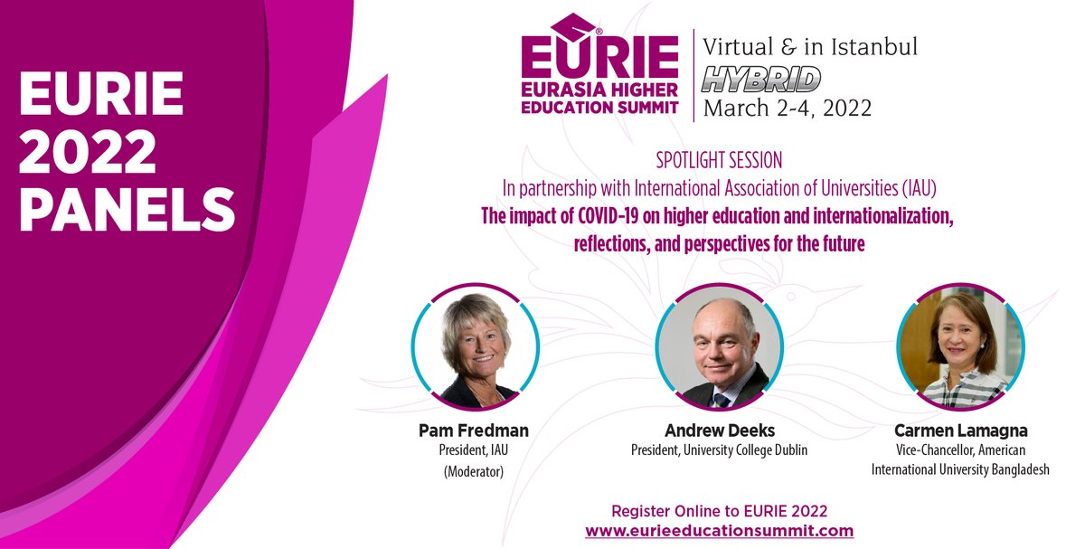 EURIESUMMIT's tweet photo. Register for EURIE 2022 to access 40+ online panels on key topics in higher education

This panel session will critically discuss the results of the “International Association of Universities Global Survey on the impact of COVID-19 on higher education” 
++ https://t.co/gJkEdIK748