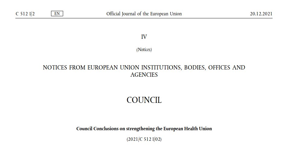 #InTodaysOJ on @EURLex, Council Conclusions on strengthening the #EuropeanHealthUnion 

#FutureofEurope #EUHealthUnion #HealthUnionManifesto @DorliKahr @anniekderuijter @EAHLaw @EAHL_IGBiolaw @HealthLawLund @EUPHActs 

europa.eu/!htyXDN