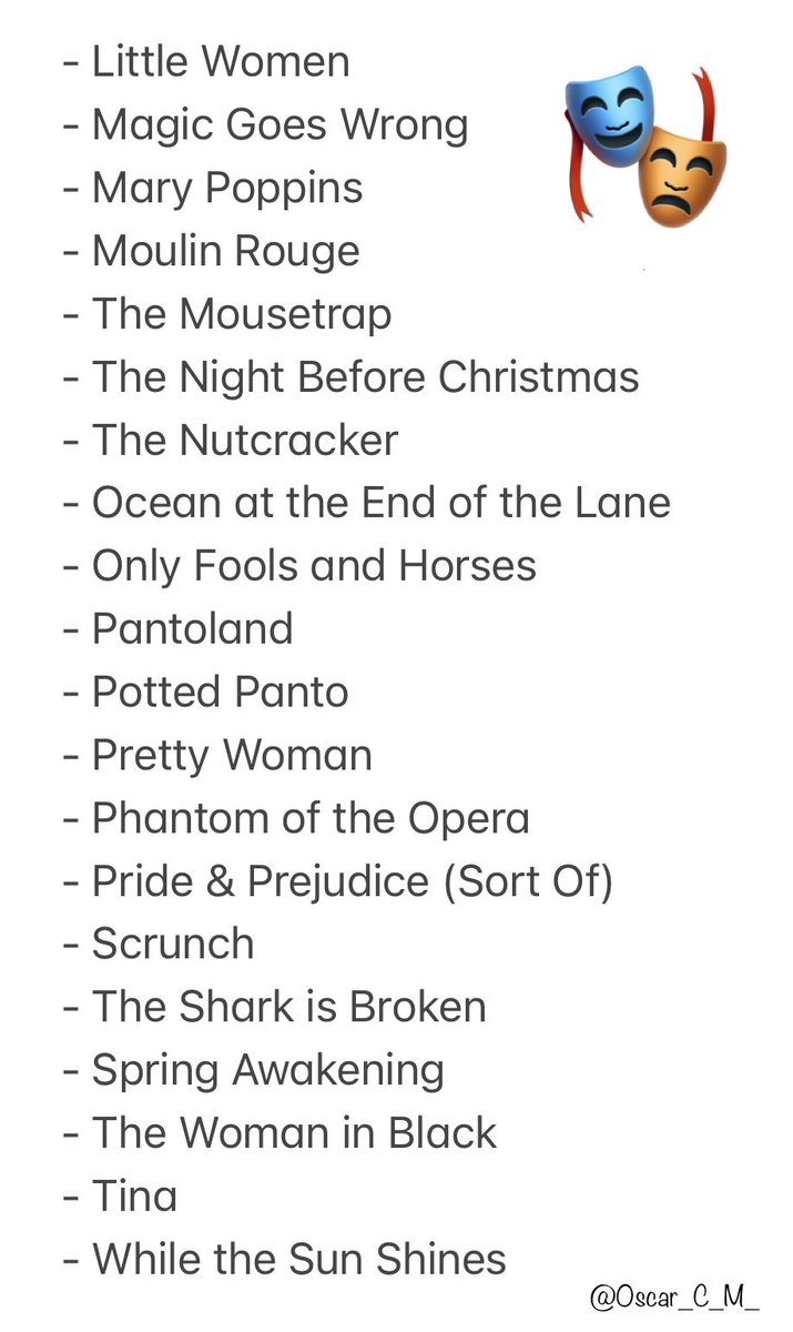 UPDATED! 🎭
SHOWS CURRENTLY *OPEN* IN LONDON: