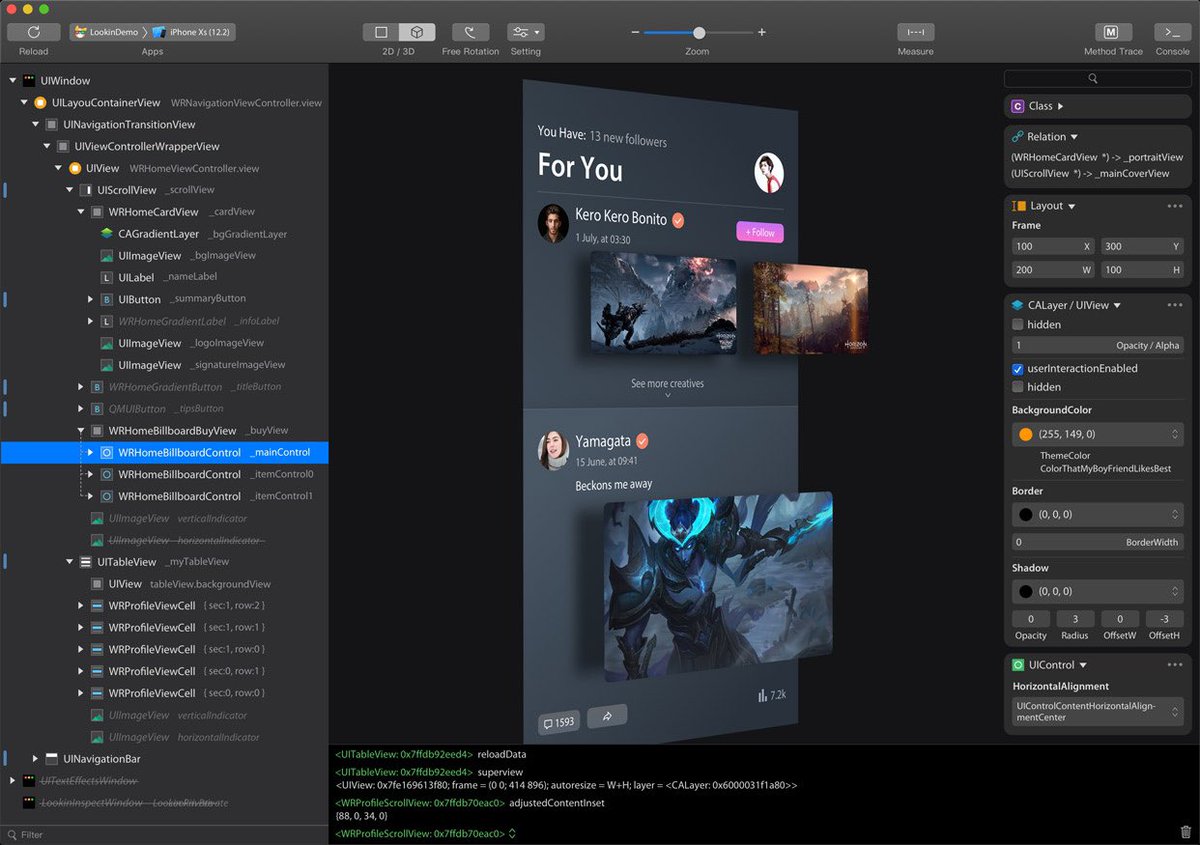 Found this alternative to reveal and the internal view debugging tool of #Xcode. It’s also open-source lookin.work #swiftlang #iosdev