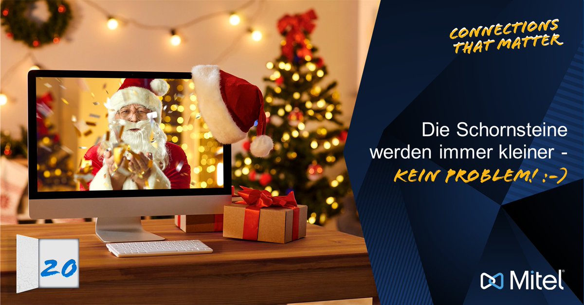 Mitel_DACH's tweet photo. [@Mitel #Adventskalender] Tür #20: Führende #Weihnachtsmänner🎅  setzen #heutzutage nicht mehr auf enge #Kaminschornsteine sondern #Digitalisierung! 🙂 🖥️ 🎁 #Mitel #Adventskalender #ConnectionsThatMatter https://t.co/lKFuExEvdr