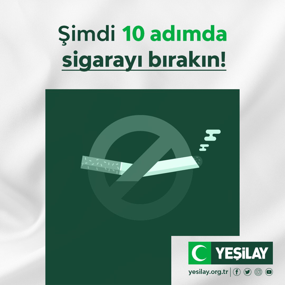 1920yesilay's tweet photo. 10 adımda sigarayı bırakın, iyi ve sağlıklı yaşama hemen başlayın! 🚭 

👉 https://t.co/k2dA71MQNS
📞 115

#Yeşilay #YEDAM #Sigara #SigaraBağımlılığı https://t.co/W1vjouFYPH