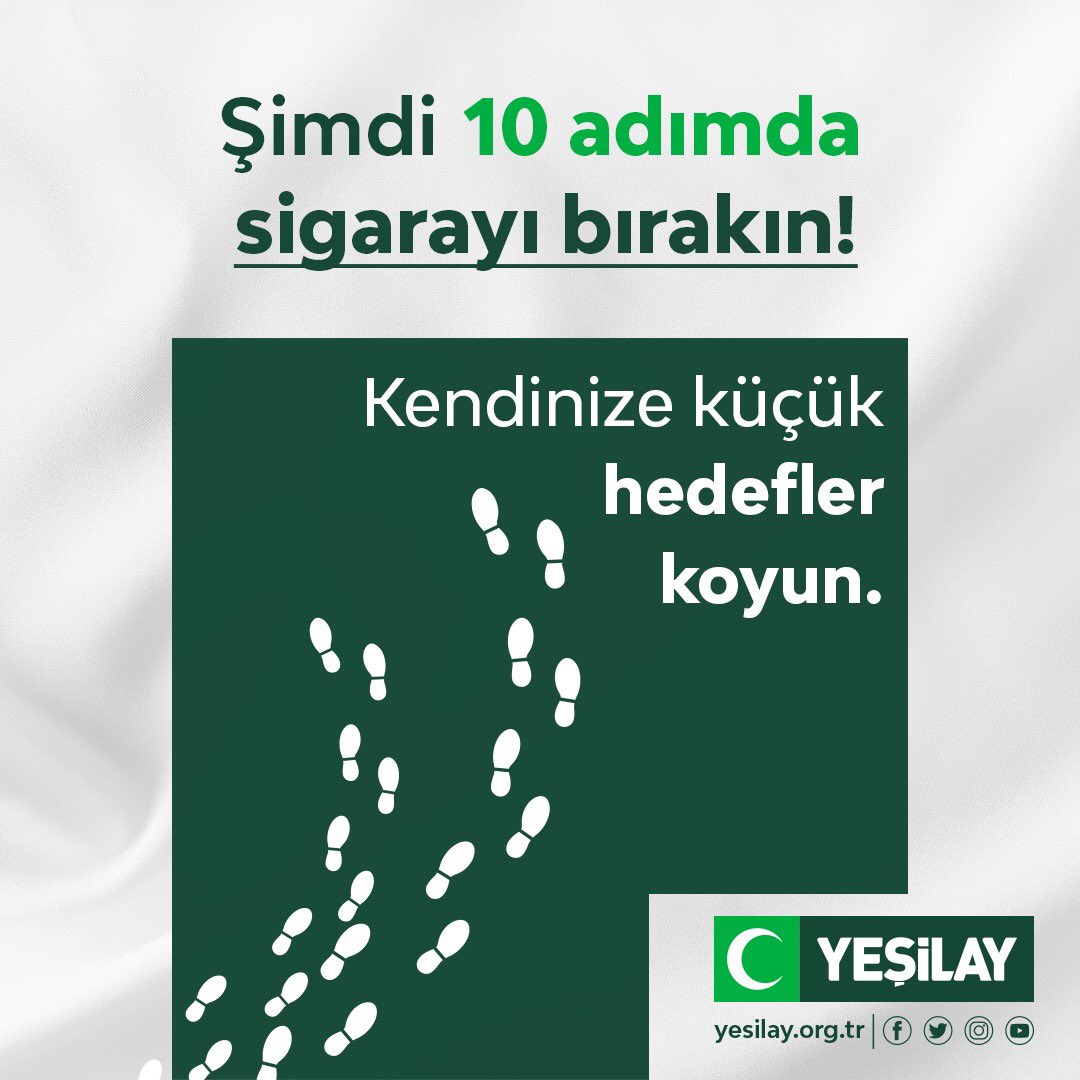 1920yesilay's tweet photo. 10 adımda sigarayı bırakın, iyi ve sağlıklı yaşama hemen başlayın! 🚭 

👉 https://t.co/k2dA71MQNS
📞 115

#Yeşilay #YEDAM #Sigara #SigaraBağımlılığı https://t.co/W1vjouFYPH