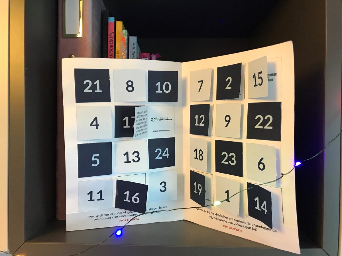 KallandTina's tweet photo. Dagens luke i Advent for Alle sin adventskalender går til Stiftelsen Organdonasjon og deres viktige arbeid med å gi håp til de 500 menneskene som venter på et nytt livreddende organ i Norge. Del med dine nærmeste at du sier «JA» til organdonasjon💚#adventforalle #organdonasjon https://t.co/Ve44FFjzNv