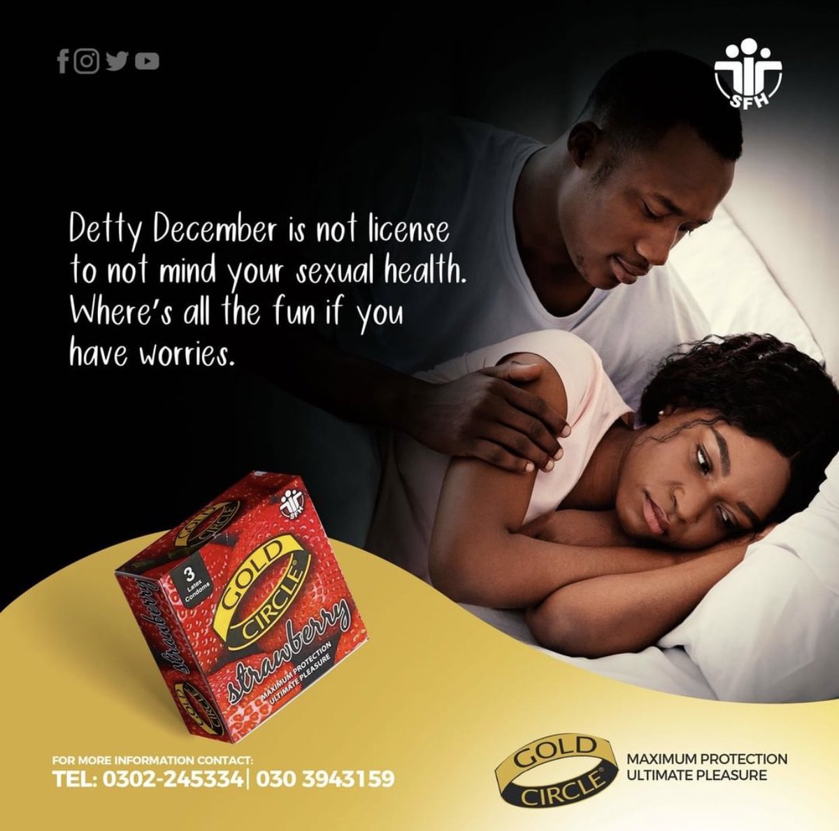 Ride on safely this season with Goldcircle. 

Contact 030 394 3159/030 2660158 to purchase our studded condoms today!  

#condoms #protection #dettydecember #safesex #ItsAboutTime
