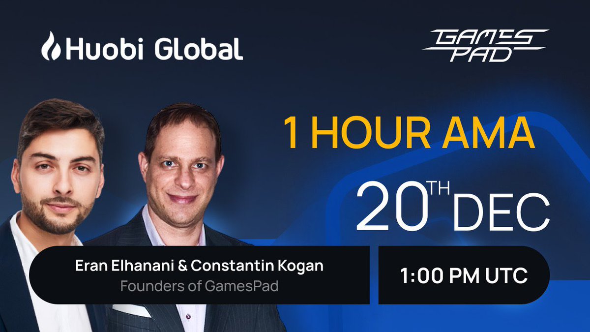 gamespad_vc's tweet photo. ✏️Prepare all your questions about an upcoming #GamesPad #IEO on Huobi Global, as you will have a chance to ask them all during the #AMA with GamesPad co-founders! 
 
⏰ 01:00 PM UTC 
🗓 Monday, December 20 
📍 https://t.co/1BVzN8Osns 
 
#InitialExchangeOffering #GMPD #Huobi https://t.co/n4OqQnuPvg