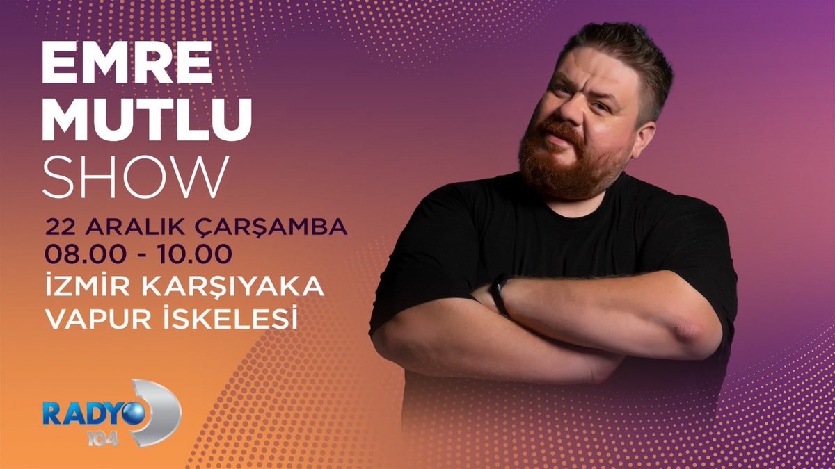 RadyoD104's tweet photo. 22 Aralık Çarşamba günü saat 08.00’de Emre Mutlu Show, İzmir Karşıyaka Vapur İskelesi’nde canlı yayında olacak! 🎶💙
#EmreMutluShow #Karşıyaka #İzmir @emremutluben https://t.co/UAdk3eacmJ