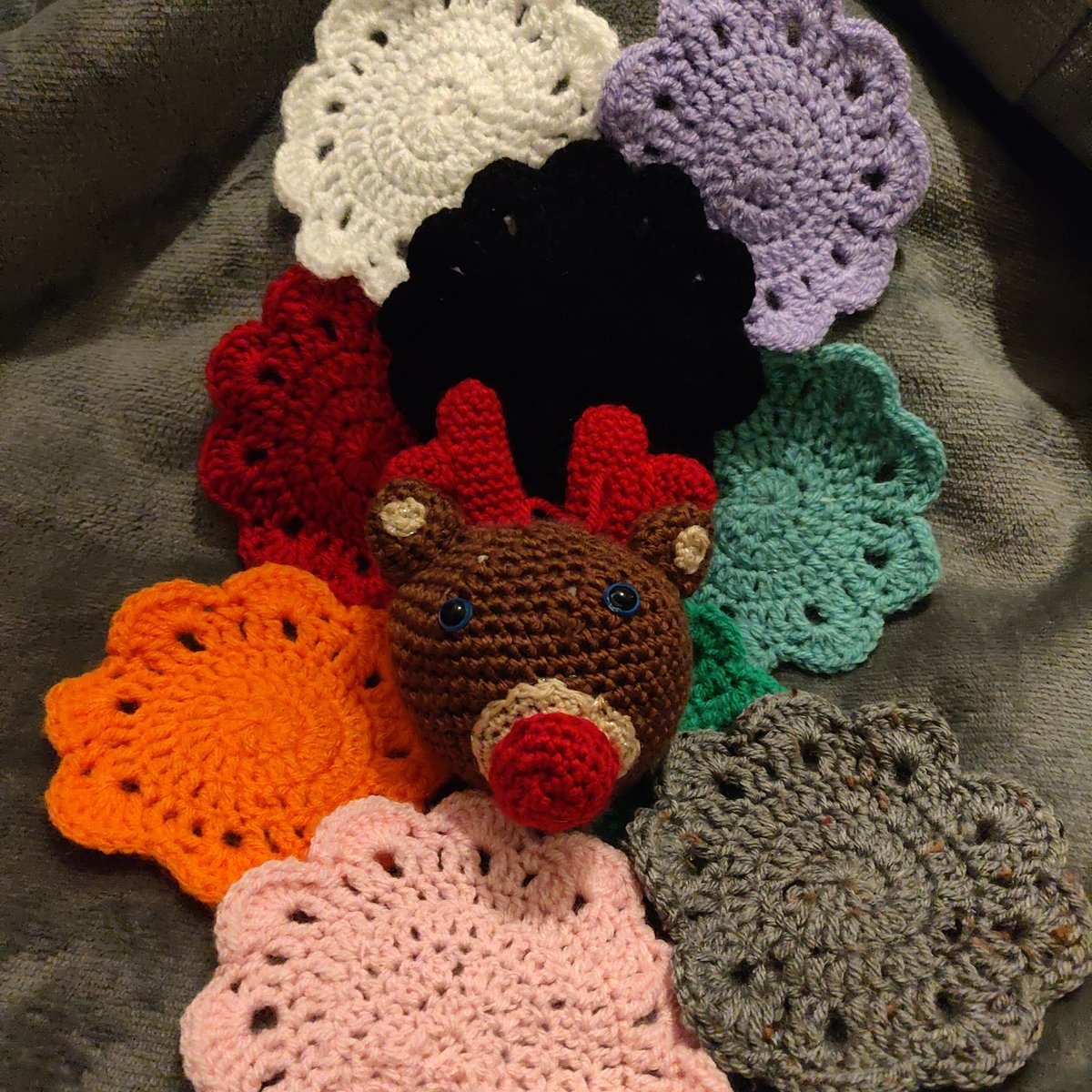 HollyCrochets's tweet photo. It's Rudolf's day off today so he is relaxing in the coasters waiting for a cup of coffee ☕
 https://t.co/aYgGMEjedx

#coffee #restday #rudolf #crochet #christmas #homemade #smallbusiness #coasters #stockingfiller #decorations #rednose #reindeer #wool #etsy https://t.co/7MxC37voif