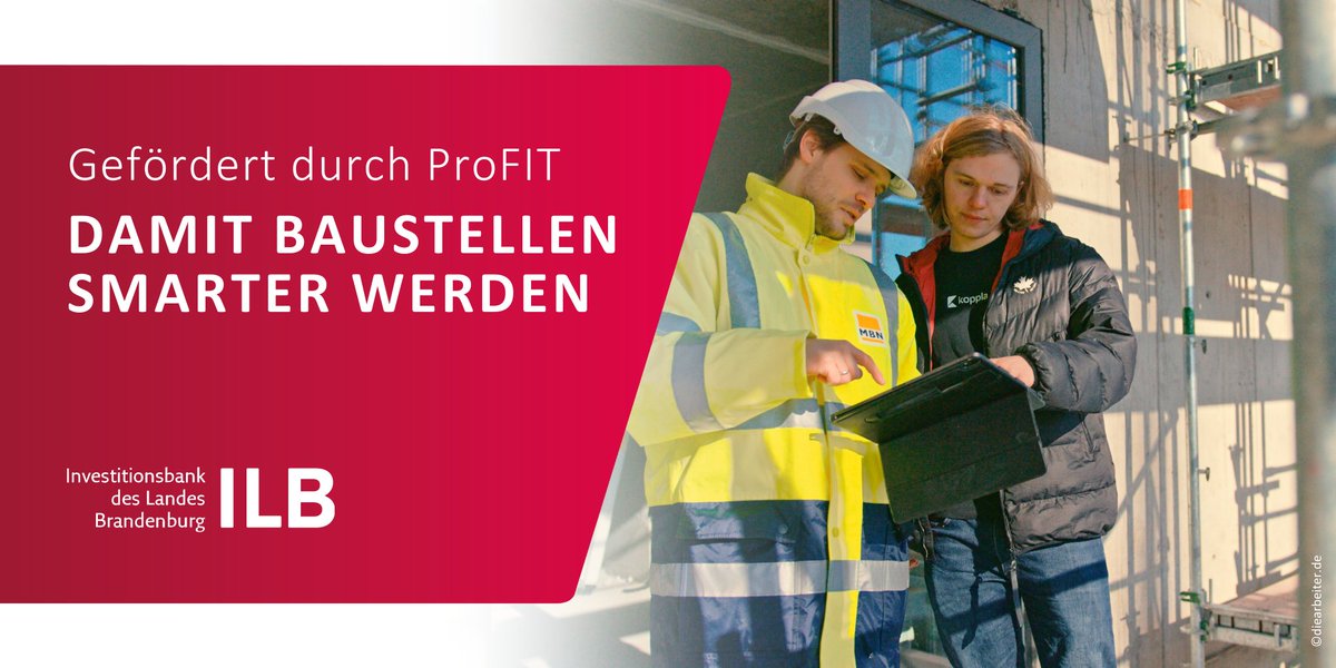 Mit #ProFIT konnten die <a href="/InnoPreis/">Innovationspreis Berlin Brandenburg</a>-Gewinner von <a href="/koppla_/">koppla</a> ihre Vision wahr werden lassen: Erstmals lassen sich Baustelle und Büro, Projekte und Kunden prozessübergreifend vernetzen. 🖧
#wirfördern auch Ihr Forschungs- und Entwicklungsvorhaben: ➡️ ilb.de/ProFIT 

#ILB