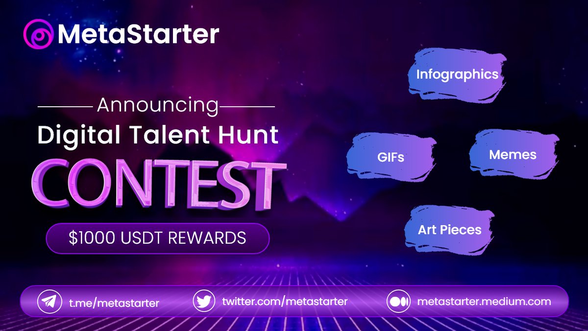 #Metastarter Digital Talent Hunt is here♨️

🤩Create Memes, GIFs, Infographics, videos, or any art piece relevant to MetaStarter

🗓️Deadline: 27 Dec 2021

🤑$1,000 as Rewards, $250 in each category.

Submit your entries: docs.google.com/forms/d/e/1FAI…

#Metaverse #NFTGame $METAS #gamify