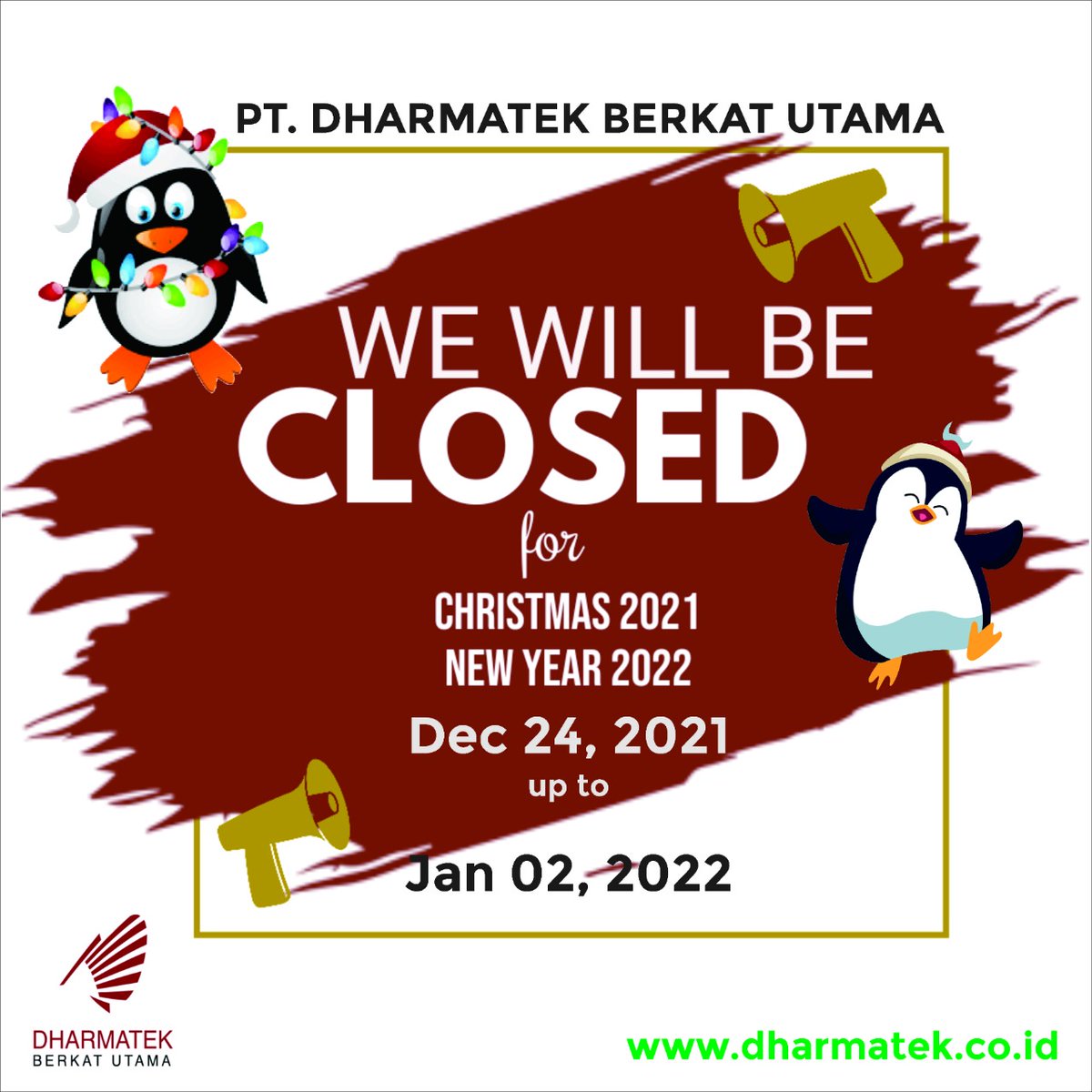 AgenMesinTextil's tweet photo. We wanted to let you know in advance, our office will be closed on 𝗗𝗲𝗰 𝟮𝟰, 𝟮𝟬𝟮𝟭 𝘁𝗼 𝗝𝗮𝗻 𝟮, 𝟮𝟬𝟮𝟮.

Happy holidays!
𝗣𝗧. 𝗗𝗛𝗔𝗥𝗠𝗔𝗧𝗘𝗞 𝗕𝗘𝗥𝗞𝗔𝗧 𝗨𝗧𝗔𝗠𝗔
𝘚𝘪𝘯𝘨𝘭𝘦 𝘗𝘰𝘪𝘯𝘵 𝘚𝘰𝘭𝘶𝘵𝘪𝘰𝘯 𝘧𝘰𝘳 𝘛𝘦𝘹𝘵𝘪𝘭𝘦 𝘐𝘯𝘥𝘶𝘴𝘵𝘳𝘺 https://t.co/m1gVWCSrTf