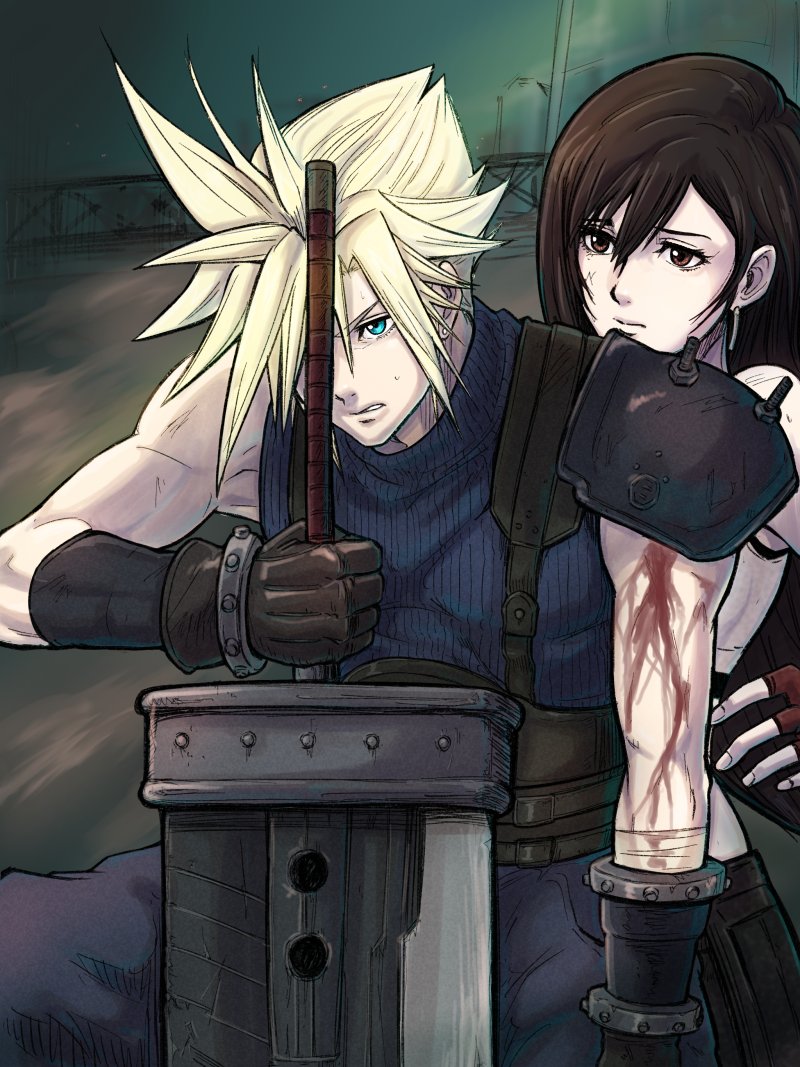 ffじゃないゲームの主人公の名前を
クラウドって付けてたのは、懐かしい思い出です。
前の絵に色をつけました。
#ff7  #クラウド　#ティファ https://t.co/7Px4T1ZOCP