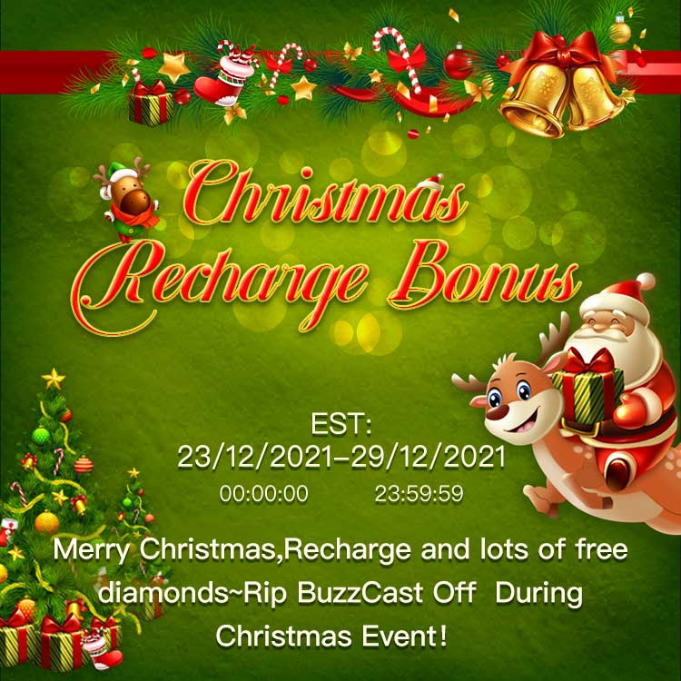 BuzzCastAPP's tweet photo. Buzzcast brings you Christmas gifts🥳! Christmas Recharge Bonus is here. The more you recharge, the more you get!👏

Event time: 23/12/2021 00:00:00-29/12/2021 23:59:59 EST
#buzzcastchristmas #buzzcast #broadcasters #livestream #christmas2021 #mondaymotivation #JustinBieber https://t.co/UpmPs0x26L