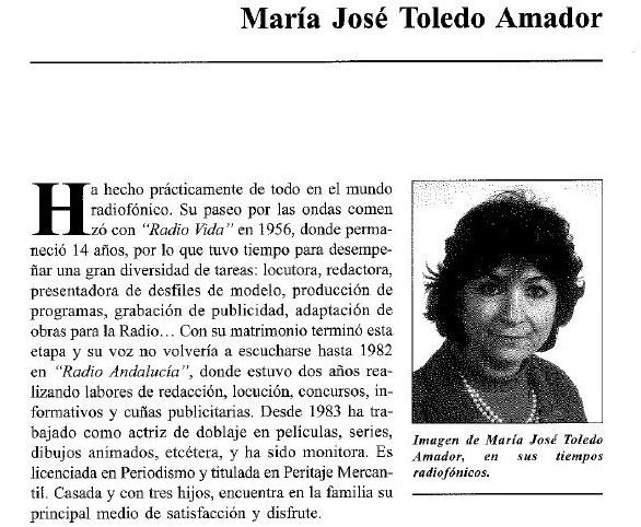 Hoy recordamos a María José Toledo, una de las actrices y locutoras históricas del doblaje en Andalucía, que nos dejó hace 4 años. ¡En memoria! eldoblajeenandalucia.webnode.es/maria-jose-tol…
