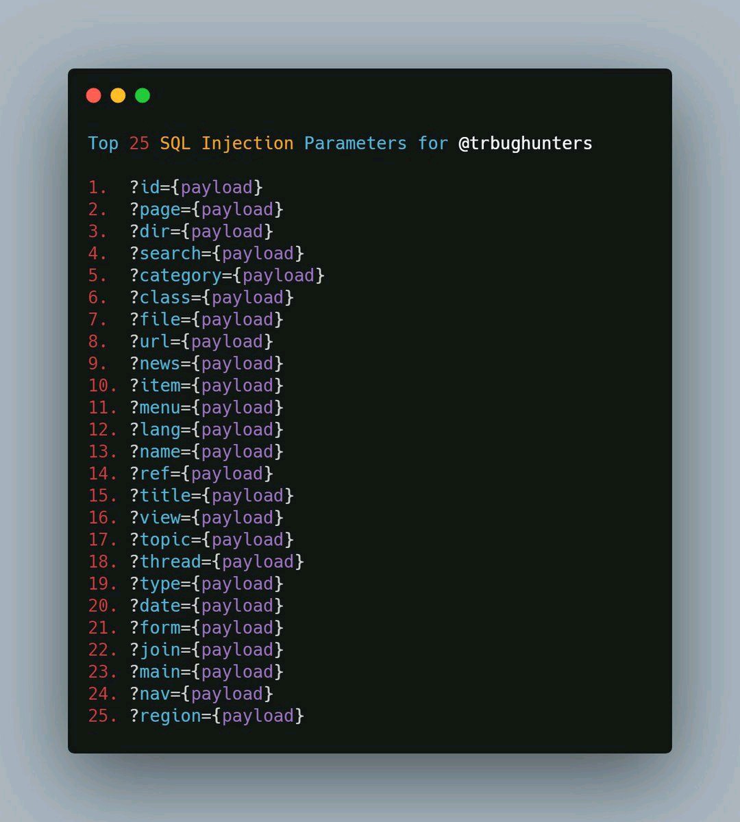 hackinarticles's tweet photo. Best of Google Dork for SQL Injection
Credit @lutfumertceylan

#infosec #cybersecurity #pentesting #oscp  #informationsecurity  #hacking #cissp #redteam #technology #DataSecurity #CyberSec #bugbountytips  #google #bugbounty https://t.co/OAPjhk7Vmg