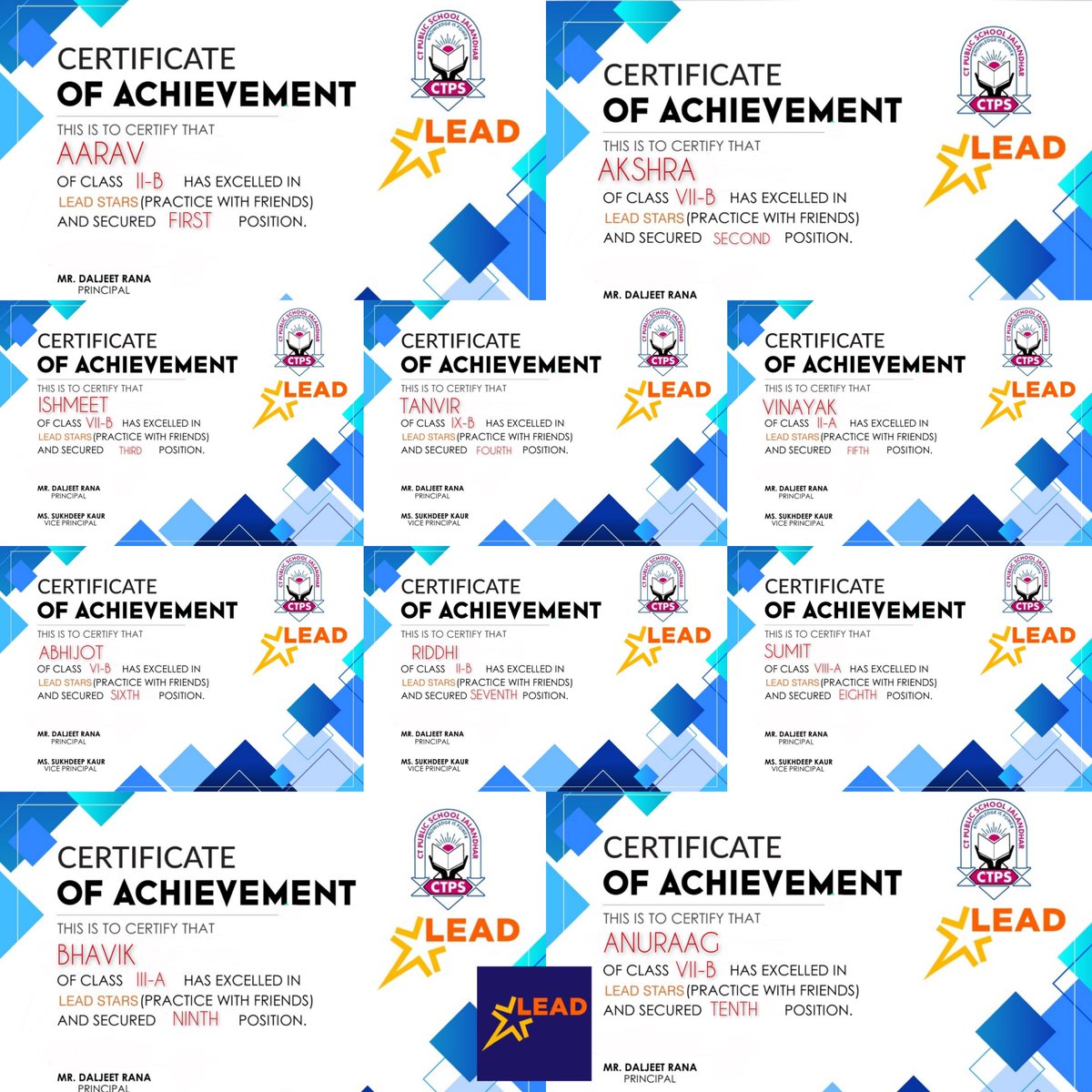 ctpublicschool's tweet photo. Heartiest Congratulations to the top 10 position holders of Practice with Friends Quiz for this week.!!! 
#CTPublicSchool 
#BestCBSE School 
#Congratulations
#HighSpirits https://t.co/J1YHSNNfSO