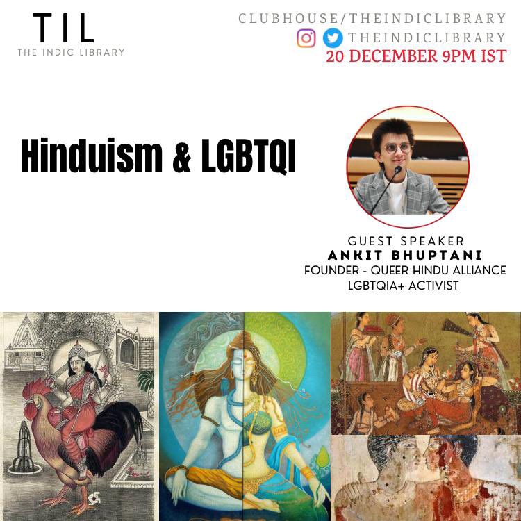 🔰 Join for a talk by our founder @CitizenAnkit today evening on Clubhouse App 

clubhouse.com/event/my9lgAve 

#hinduism #queerhindu #lgbt #lgbtrights #queerhindualliance #queer #indicQueer #indicLibrary #gayrights #indianLgbt #indianlgbtq #clubhouse #clubhouseapp