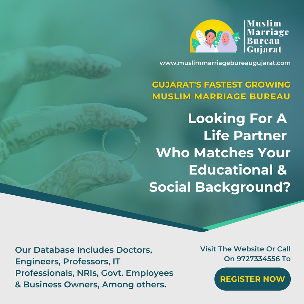 mmbgujarat's tweet photo. Gujarat's fastest growing Muslim Marriage Bureau is also the only one that has an extensive database of members from all walks of life.
#ahmedabadmuslims #vadodaramuslims #muslimmarriagebureau #gujaratmuslimmarriagebureau #suratmuslims #rajkotmuslims #muslimmatrimony https://t.co/roP7QFHRmk