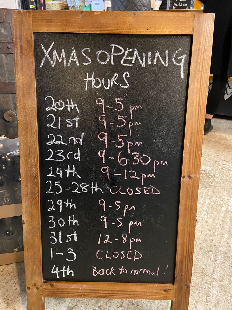 CellarHeadBrew's tweet photo. Check out our shop’s festive opening hours! 🎄 We’ll be selling our beers all the way up to midday on Christmas Eve, then taking a much-needed four-day break 🍻 Don’t worry, as we’ll reopen between Christmas and New Year…
#freshbeer #christmasgifts #beerpack #beertasting #kent https://t.co/CbQqQqepwS