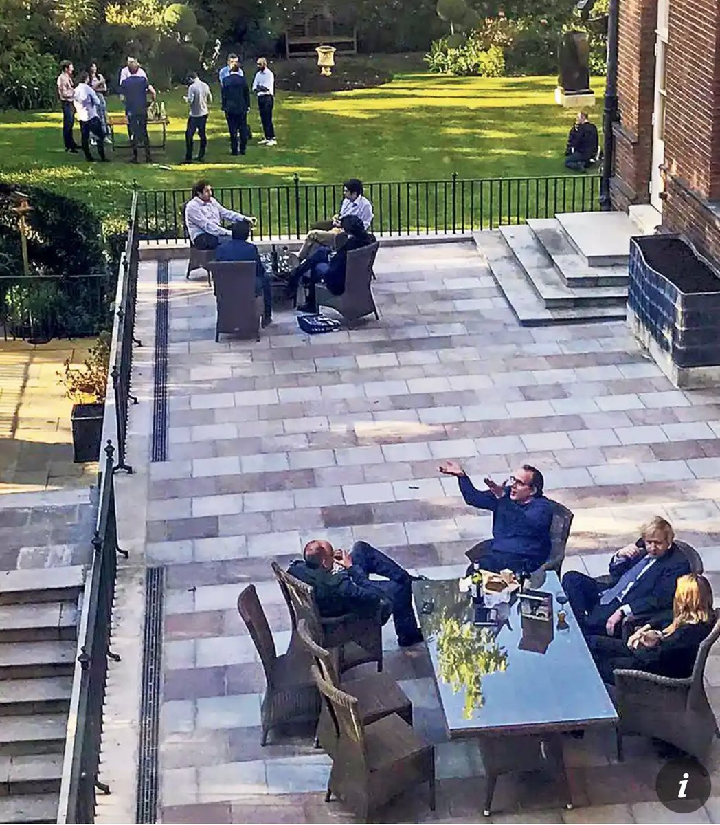The government insists this picture shows a “work meeting”
- No pens or paper, so no notes or minutes
- No displays, computers or flipcharts
- Table of drinks
- Wine quaffing
- A cheeseboard
Do you believe them?