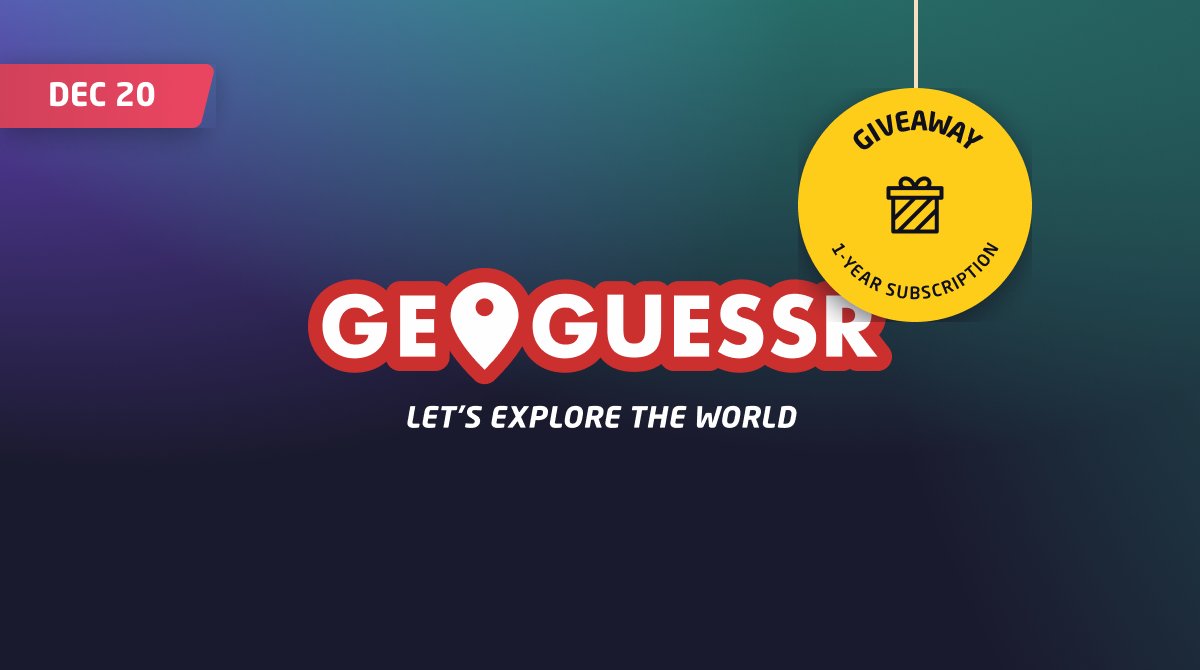 geoguessr's tweet photo. New day new giveaway! 

RT and Like for your chance to win a 1-year sub! 🥳

#Giveaway https://t.co/DGaqjK39IF